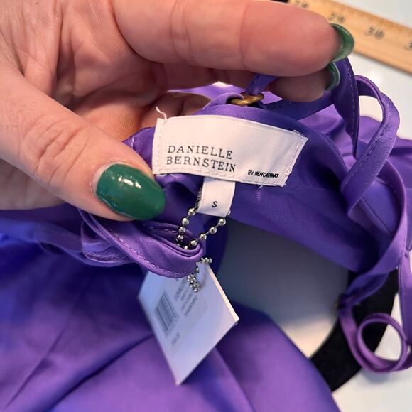 NWT Danielle Bernstein Purple Evening Stretch Charmeuse Slip Dress Size Small - Picture 9 of 15
